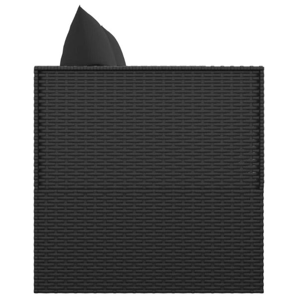 Vidaxl Outdoor Lounge Bed With Cushions Black Poly Rattan Loungers