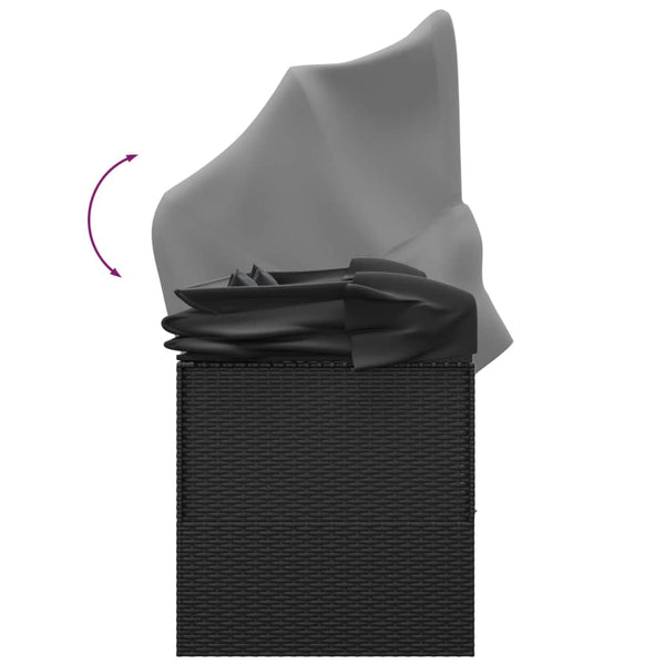 Outdoor Lounge Bed With Roof And Cushions Black Poly Rattan Loungers