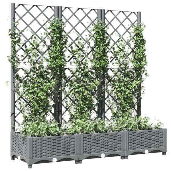Garden Planter With Trellis Light Grey 120X40x121.5 Cm Pp Baskets Pots Window Boxes
