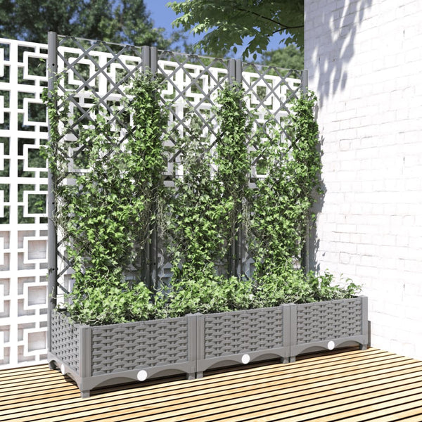 Garden Planter With Trellis Light Grey 120X40x121.5 Cm Pp Baskets Pots Window Boxes
