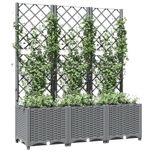 Garden Planter With Trellis Light Grey 120X40x136 Cm Pp Baskets Pots Window Boxes