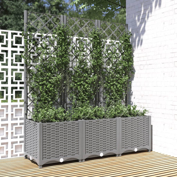 Garden Planter With Trellis Light Grey 120X40x136 Cm Pp Baskets Pots Window Boxes