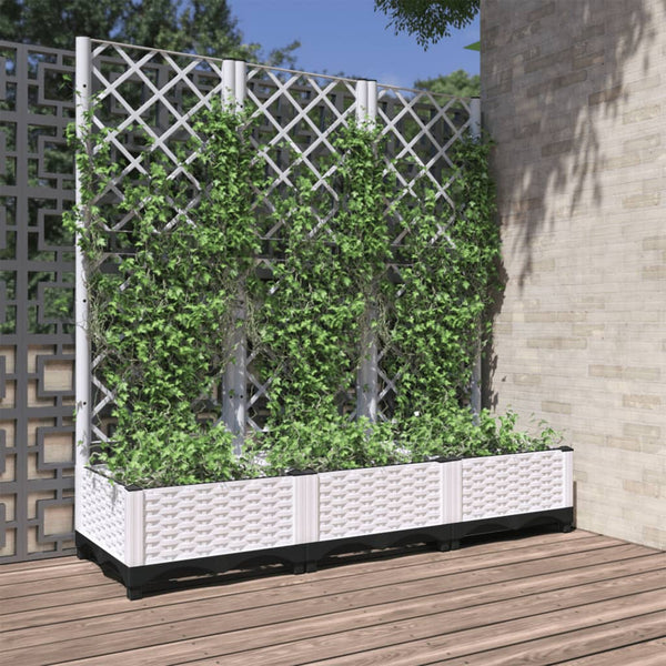 Garden Planter With Trellis White 120X40x121.5 Cm Pp Trellises