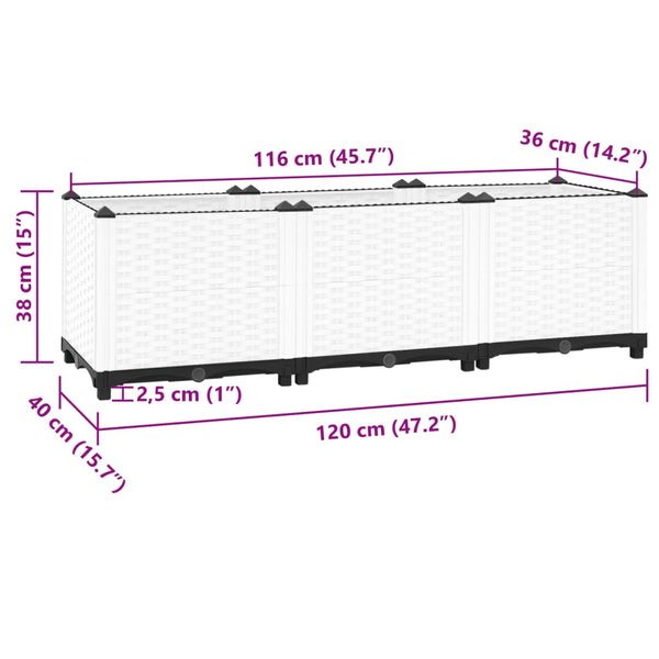 Vidaxl Raised Bed 120X40x38 Cm Polypropylene Raised Garden Beds