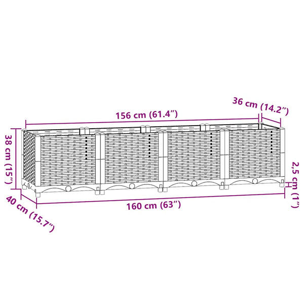 Vidaxl Raised Bed 160X40x38 Cm Polypropylene Raised Garden Beds