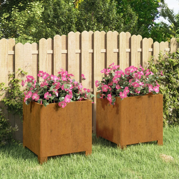 Planters With Legs 2 Pcs Rusty 32X30x33 Cm Corten Steel Planters & Vases