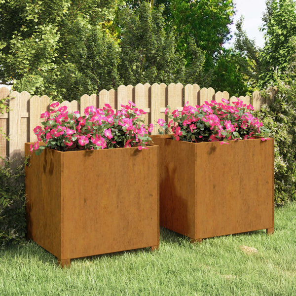 Planters With Legs 2 Pcs Rusty 49X47x50 Cm Corten Steel Planters & Vases