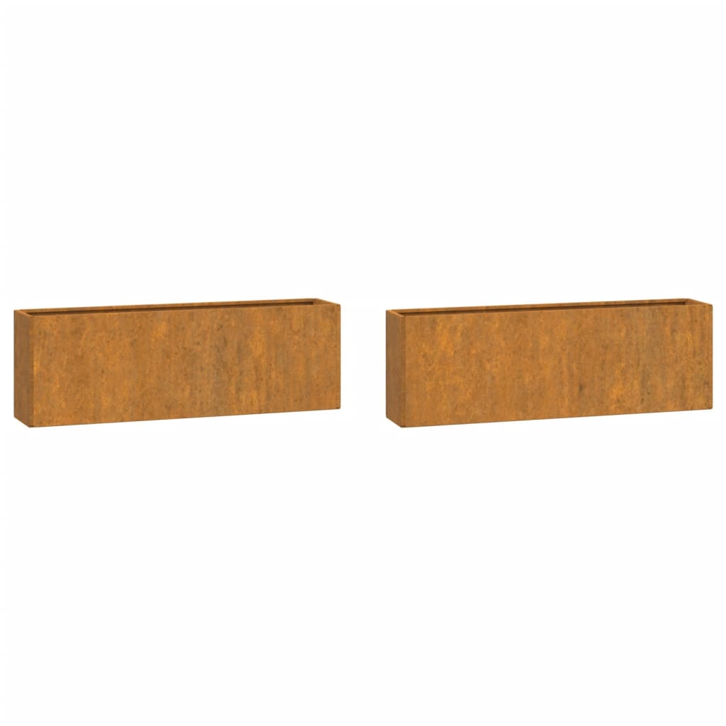 Wall Planters 2 Pcs Rusty Corten Steel 53X10x17 Cm Baskets Pots Window Boxes