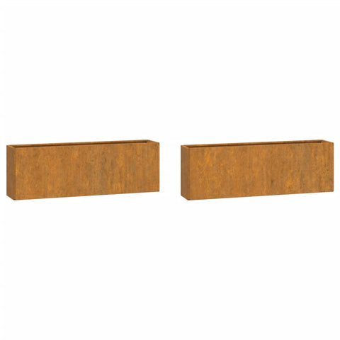 Wall Planters 2 Pcs Rusty Corten Steel 53X10x17 Cm Baskets Pots Window Boxes