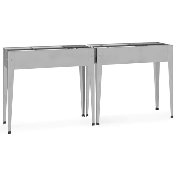 Garden Planters 2 Pcs Galvanised Steel Baskets Pots Window Boxes