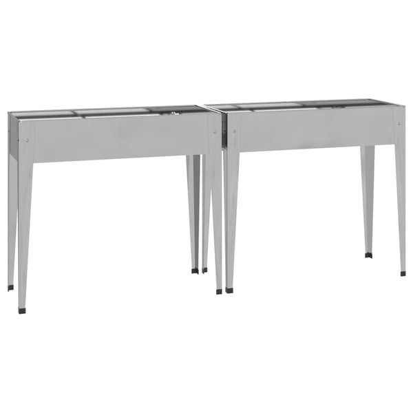 Garden Planters 2 Pcs Galvanised Steel Baskets Pots Window Boxes