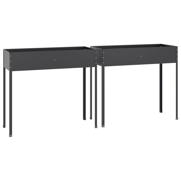 Vidaxl Garden Planters 2 Pcs Anthracite Galvanised Steel Planters & Vases