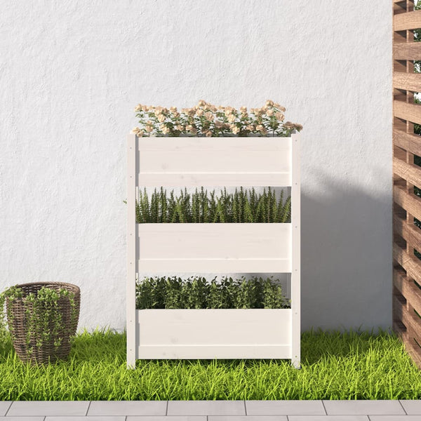 Planter White 77X25x104.5 Cm Solid Wood Pine Planters & Vases