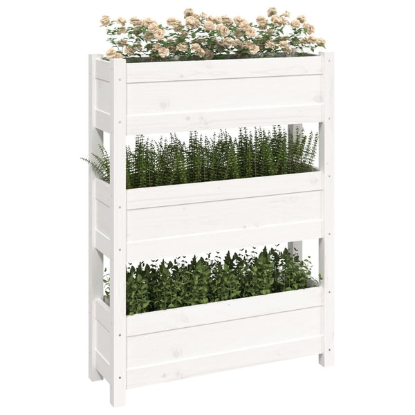 Planter White 77X25x104.5 Cm Solid Wood Pine Planters & Vases