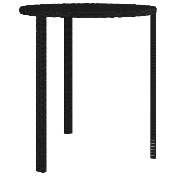 3 Pcs Black Poly Rattan Side Tables