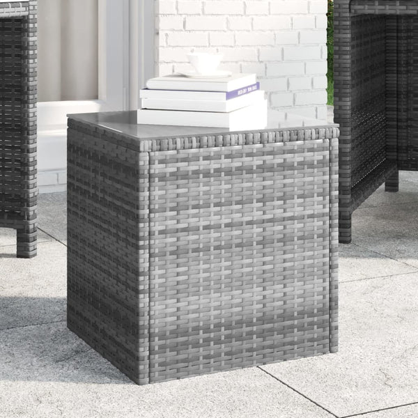 Side Table Grey 40X37x40.5 Cm Poly Rattan Side Tables
