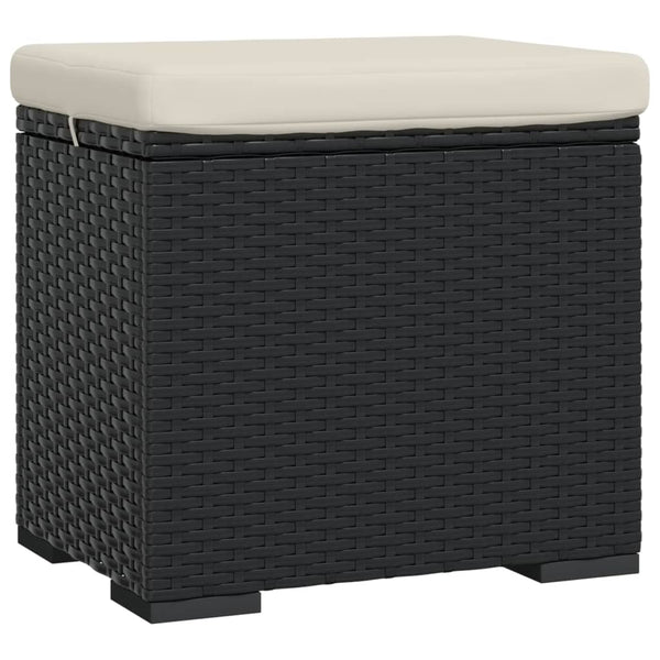 Ottoman With Cushion Black 40X30x40 Cm Poly Rattan Ottomans Footstools & Poufs