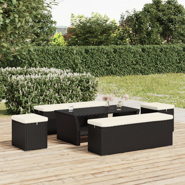 Ottoman With Cushion Black 40X30x40 Cm Poly Rattan Ottomans Footstools & Poufs