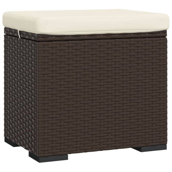 Ottoman With Cushion Brown 40X30x40 Cm Poly Rattan Ottomans Footstools & Poufs