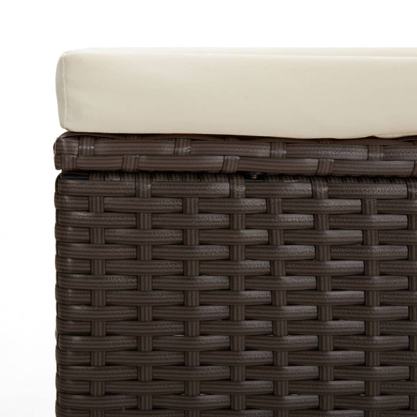 Ottoman With Cushion Brown 40X30x40 Cm Poly Rattan Ottomans Footstools & Poufs