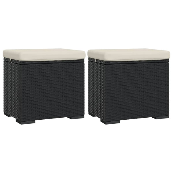 Ottomans With Cushions 2 Pcs Black 40X30x40 Cm Poly Rattan Ottomans Footstools & Poufs