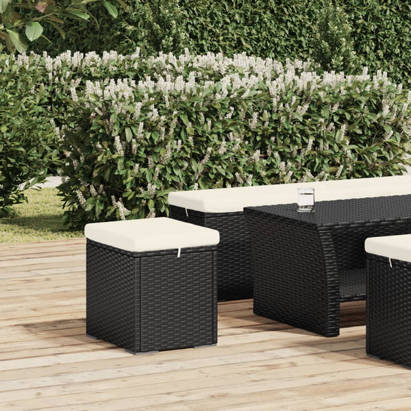 Ottomans With Cushions 2 Pcs Black 40X30x40 Cm Poly Rattan Ottomans Footstools & Poufs