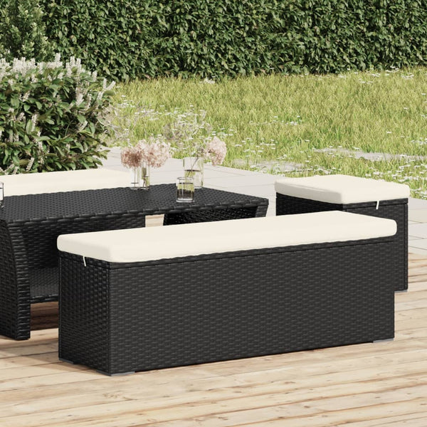 Ottoman Bench With Cushion Black 110X30x40 Cm Poly Rattan Ottomans Footstools & Poufs