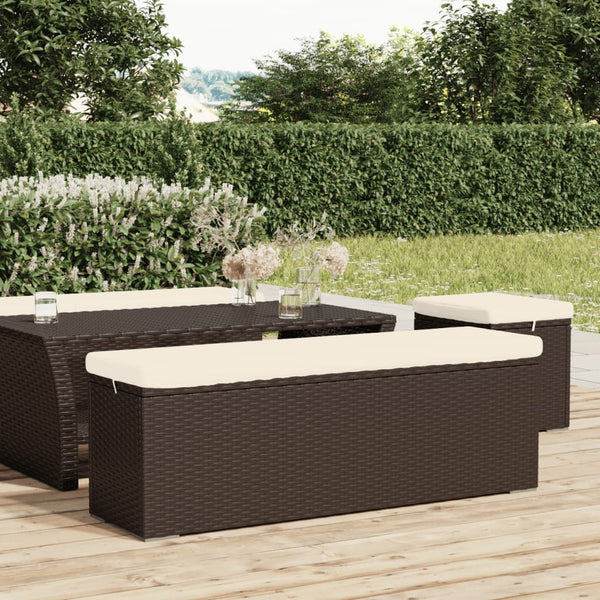 Ottoman Bench With Cushion Brown 110X30x40 Cm Poly Rattan Ottomans Footstools & Poufs
