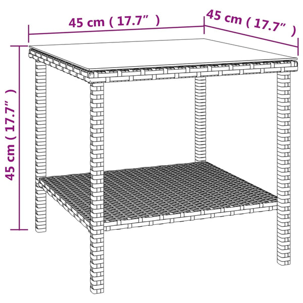 Vidaxl Side Table Black 45X45x45 Cm Poly Rattan And Tempered Glass Side Tables