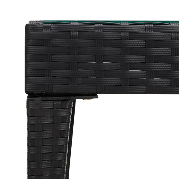 Side Table Black 50X50x38 Cm Poly Rattan And Tempered Glass Side Tables