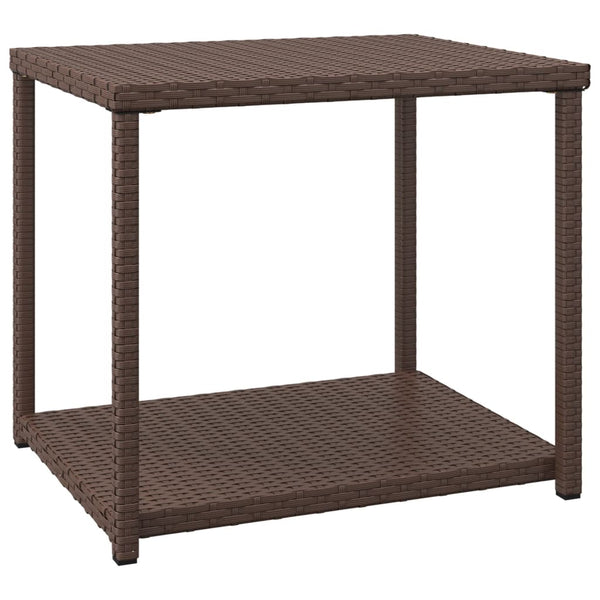 Vidaxl Side Table Brown 55X45x49 Cm Poly Rattan Side Tables