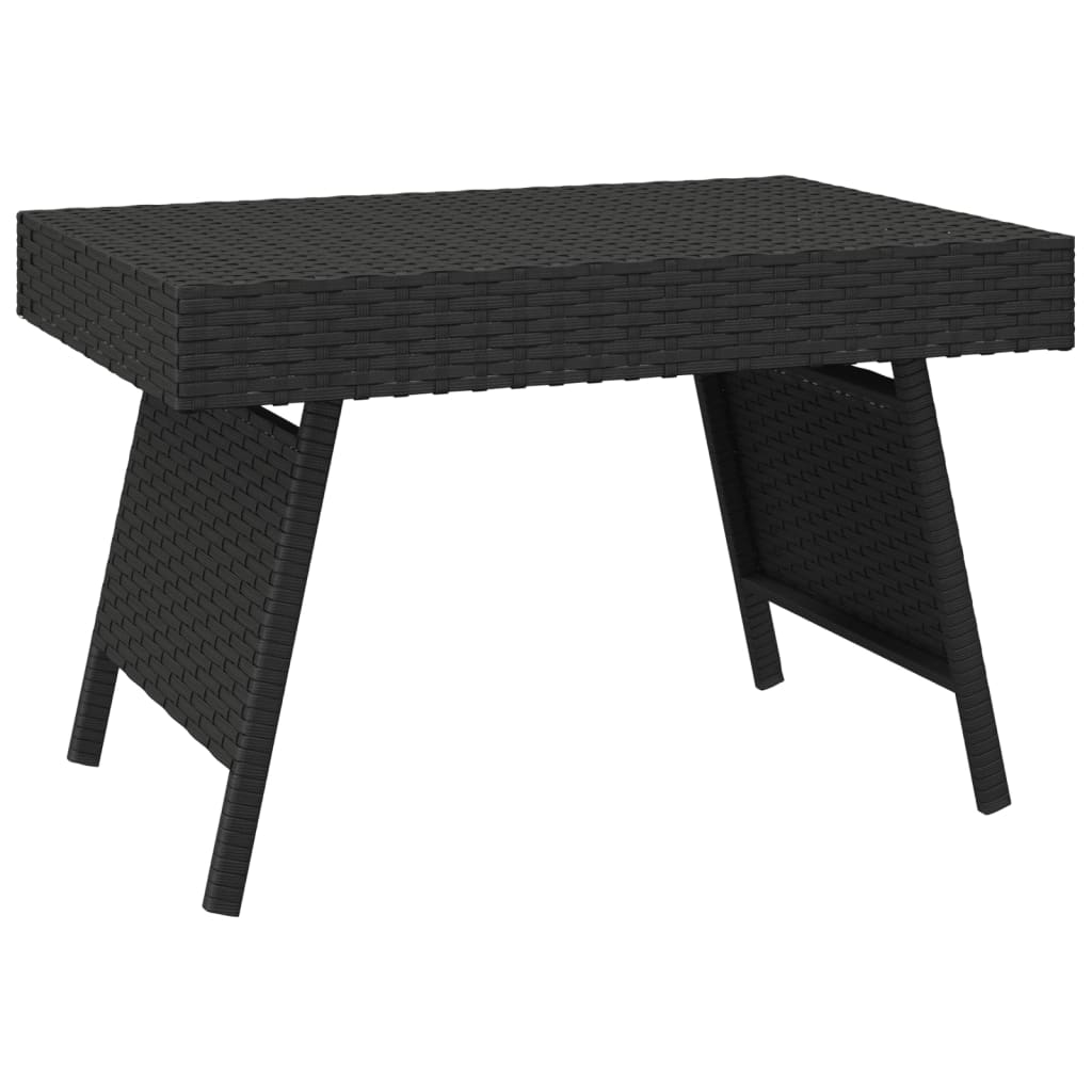 Foldable Side Table Black 60X40x38 Cm Poly Rattan Side Tables