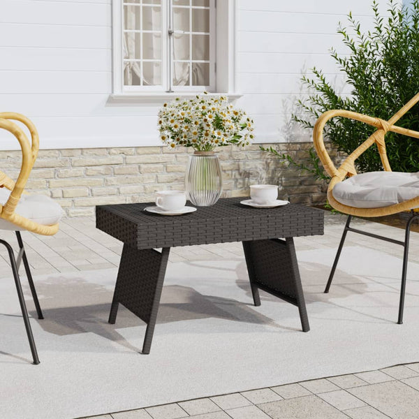 Foldable Side Table Black 60X40x38 Cm Poly Rattan Side Tables