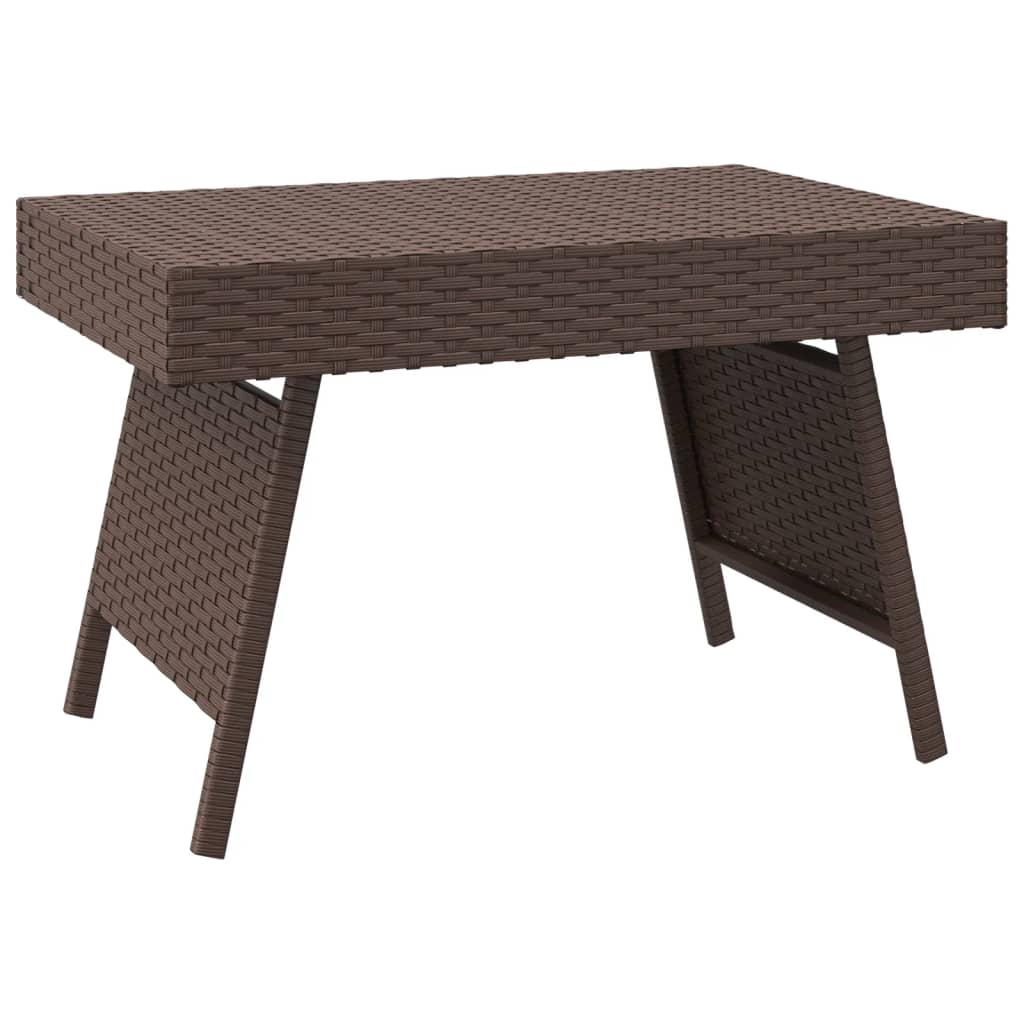 Foldable Side Table Brown 60X40x38 Cm Poly Rattan Side Tables