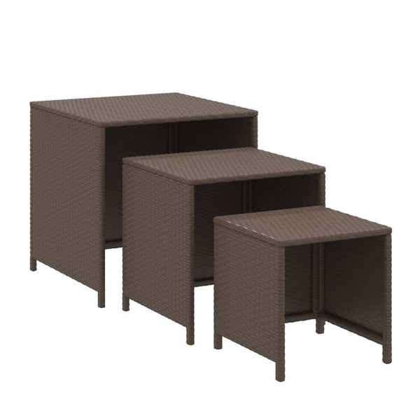 Vidaxl Nesting Tables 3 Pcs Brown Poly Rattan Coffee Tables