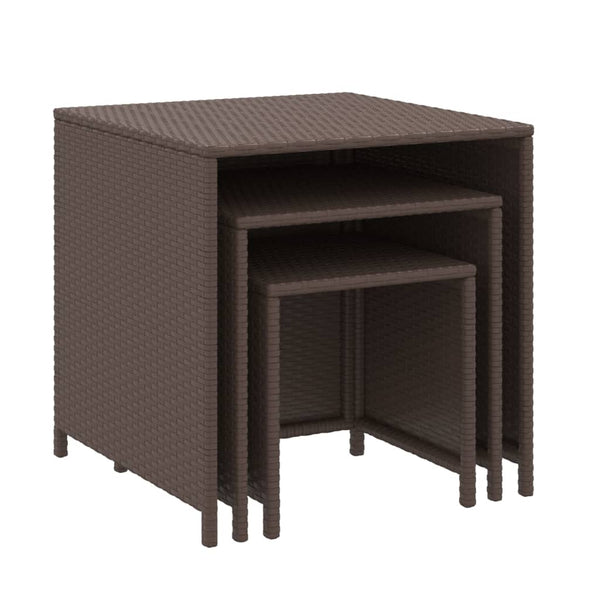 Vidaxl Nesting Tables 3 Pcs Brown Poly Rattan Coffee Tables