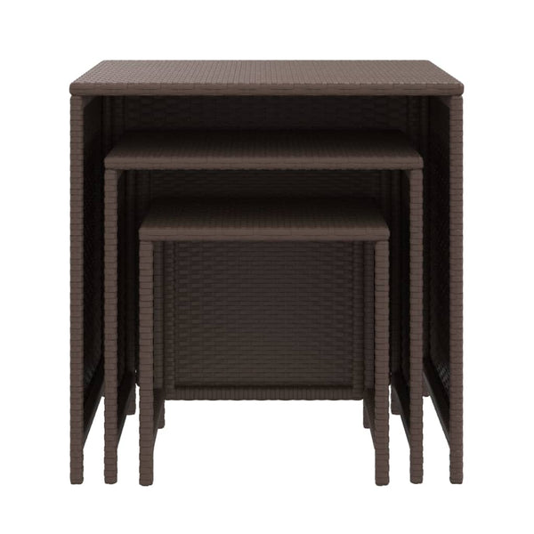 Vidaxl Nesting Tables 3 Pcs Brown Poly Rattan Coffee Tables