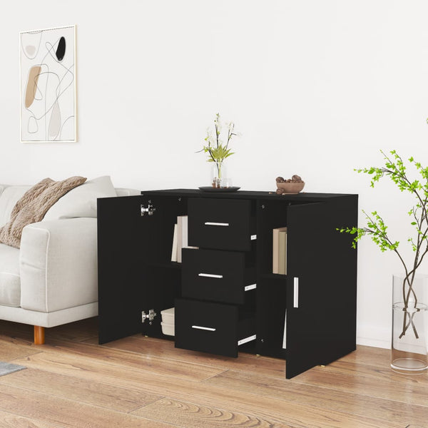 Sideboard Black 91X29.5X65 Cm Engineered Wood Sideboards & Buffets
