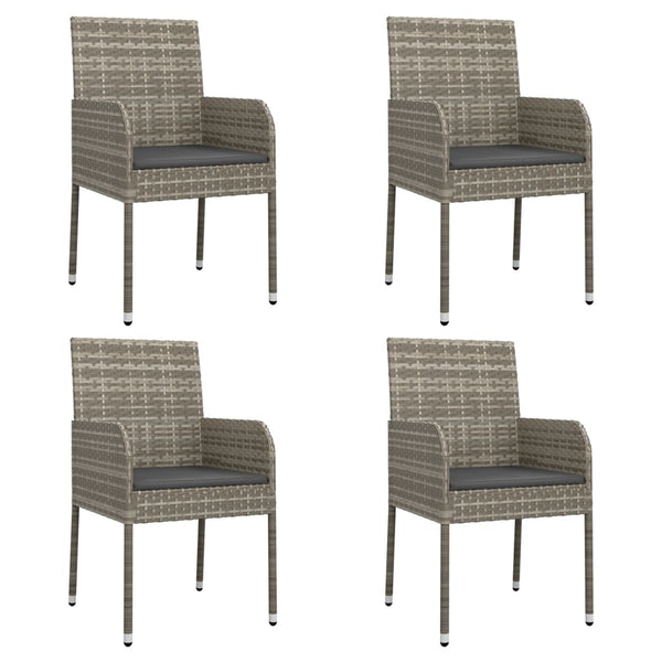 Garden Chairs With Cushions 4 Pcs Poly Rattan Grey Patio Chairs