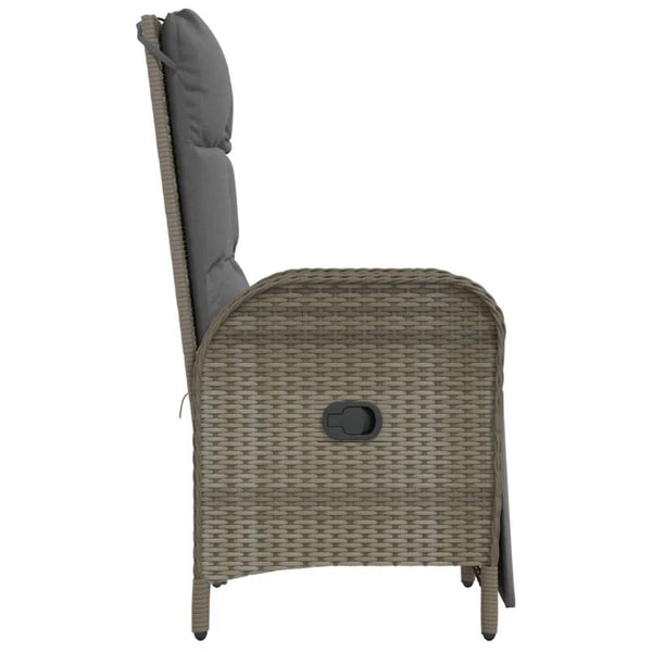 Patio Chairs Outdoor Reclining Chairs With Cushions 2 Pcs Poly Rattan Grey