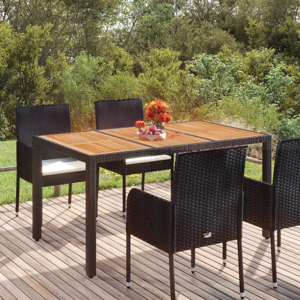 Garden Table With Top Black 150X90x75 Cm Poly Rattan Patio & Garden Tables