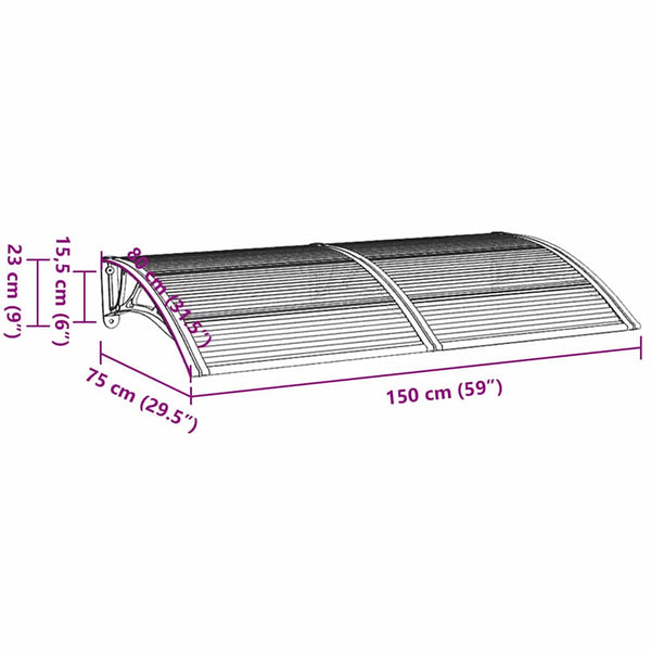 Vidaxl Door Canopy Black 150X75 Cm Polycarbonate Awning & Canopy Parts