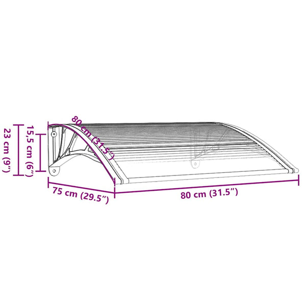 Vidaxl Door Canopy Black And Transparent 80X75 Cm Polycarbonate Awning & Canopy Parts