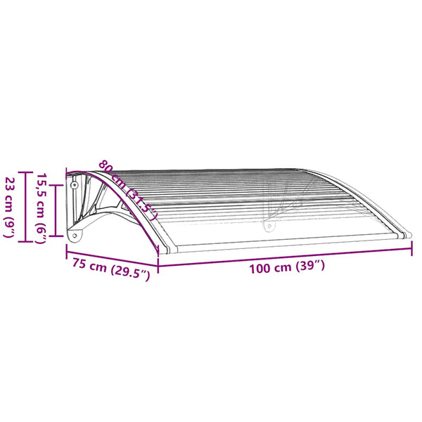 Vidaxl Door Canopy Black 100X75 Cm Polycarbonate Tent & Canopy Accessories