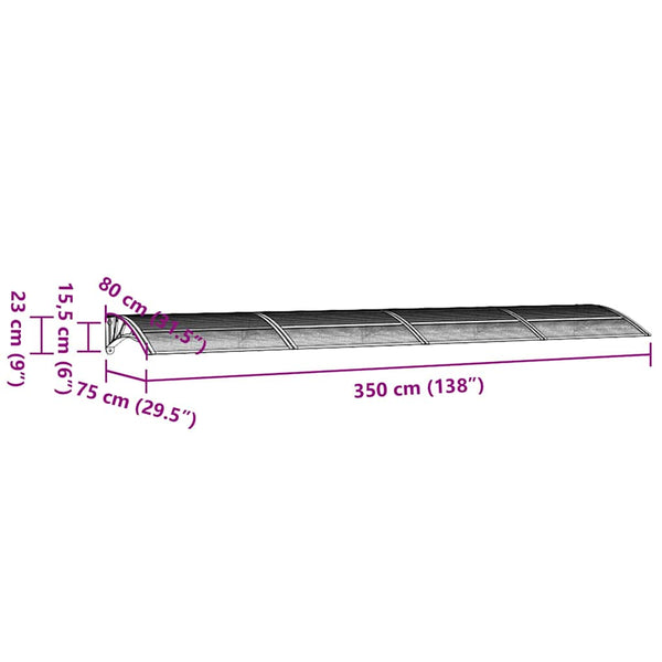 Vidaxl Door Canopy Black 350X75 Cm Polycarbonate Awning & Canopy Parts