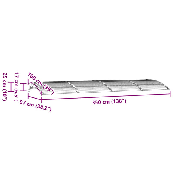 Vidaxl Door Canopy Black 350X100 Cm Polycarbonate Awning & Canopy Parts