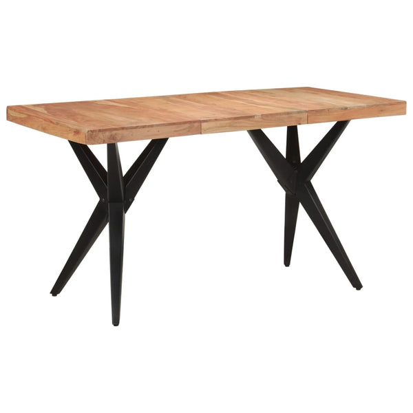 Dining Table Black 140X70x76 Cm Solid Wood Acacia Dining Tables