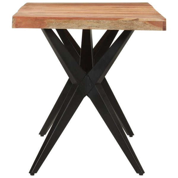 Dining Table Black 140X70x76 Cm Solid Wood Acacia Dining Tables