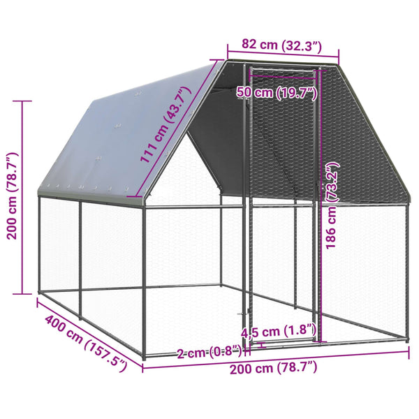 Galvanised Steel Outdoor Chicken Cage With Water Resistant Roof Small Animal Enclosure Small Animal Cages & Hutches