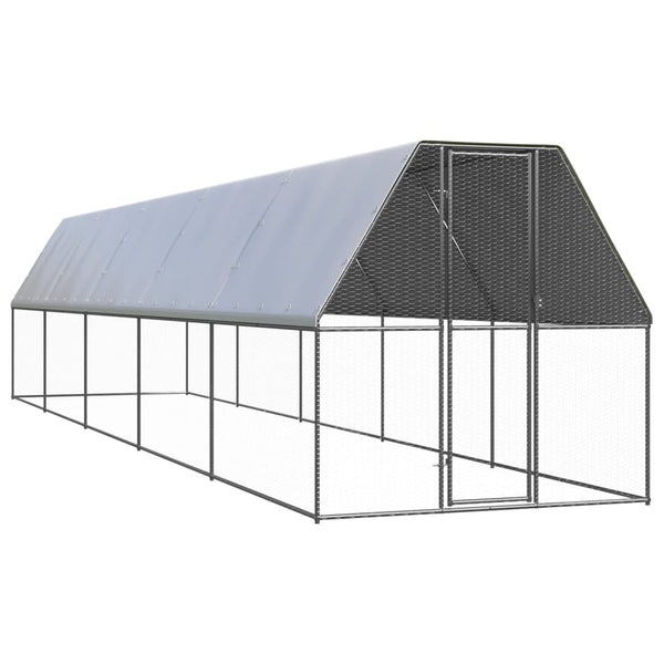 Vidaxl Outdoor Chicken Cage 2X10x2 M Galvanised Steel Small Animal Cages & Hutches